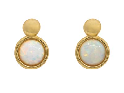 9ct Gold Opal Stud Earrings – Dainty Real Opal Earrings | Minimalist Solid Gold Jewellery | October Birthstone Gift