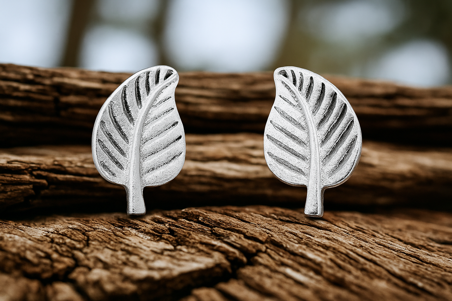 Silver Leaf Stud Earrings