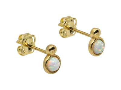 9ct Gold Opal Stud Earrings – Dainty Real Opal Earrings | Minimalist Solid Gold Jewellery | October Birthstone Gift