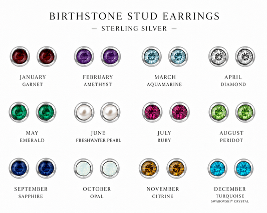 Fernwood & Fox Silver Birthstone Earrings