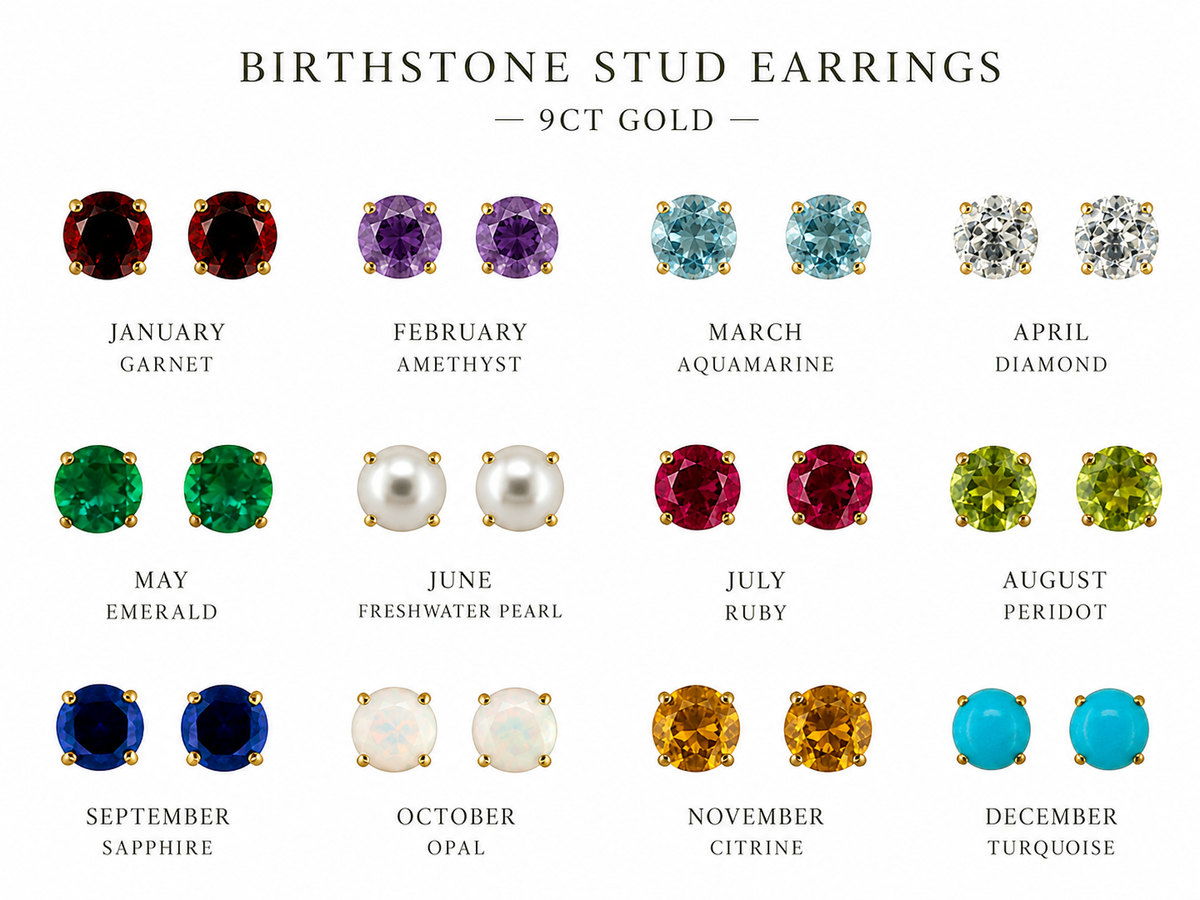 9ct Gold Birthstone Earrings