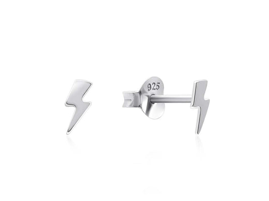 Sterling Silver Lightning Bolt Stud Earrings