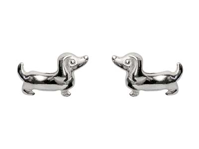 Sterling Silver Dachshund Earrings