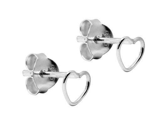 Sterling Silver Heart Outline Stud Earrings